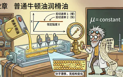 普通牛顿润滑油在不同剪切速率下保持恒定黏度的机理图