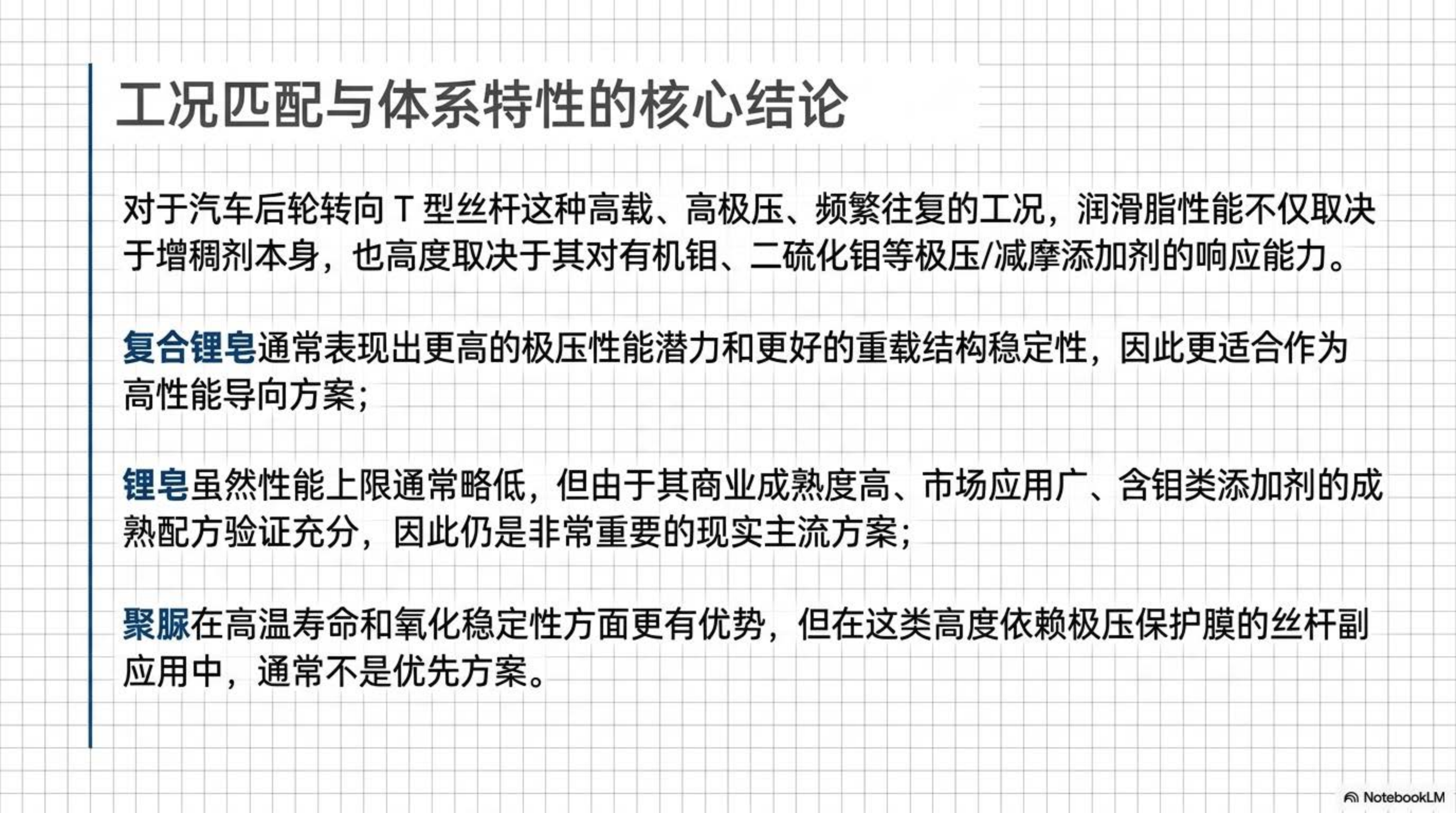 工况匹配与体系特性的核心结论