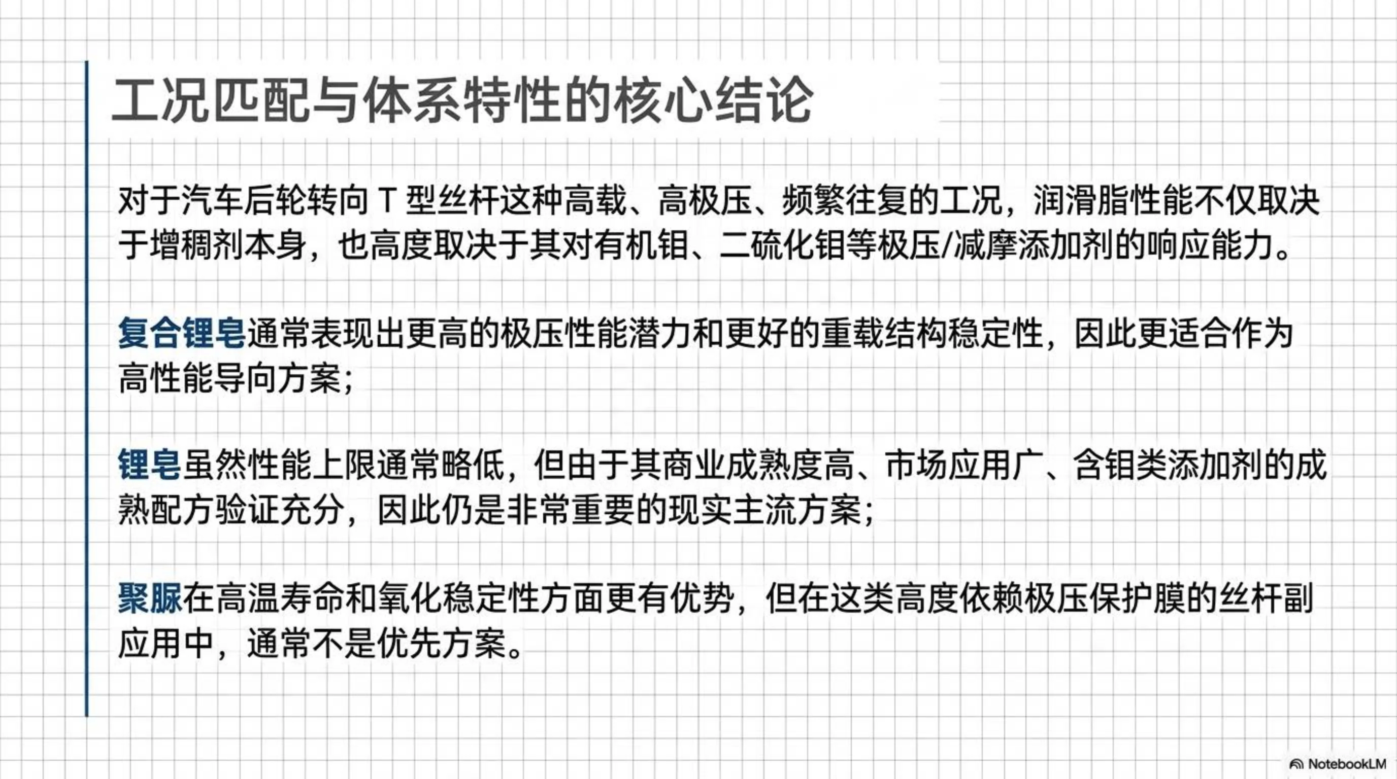 工况匹配与体系特性的核心结论