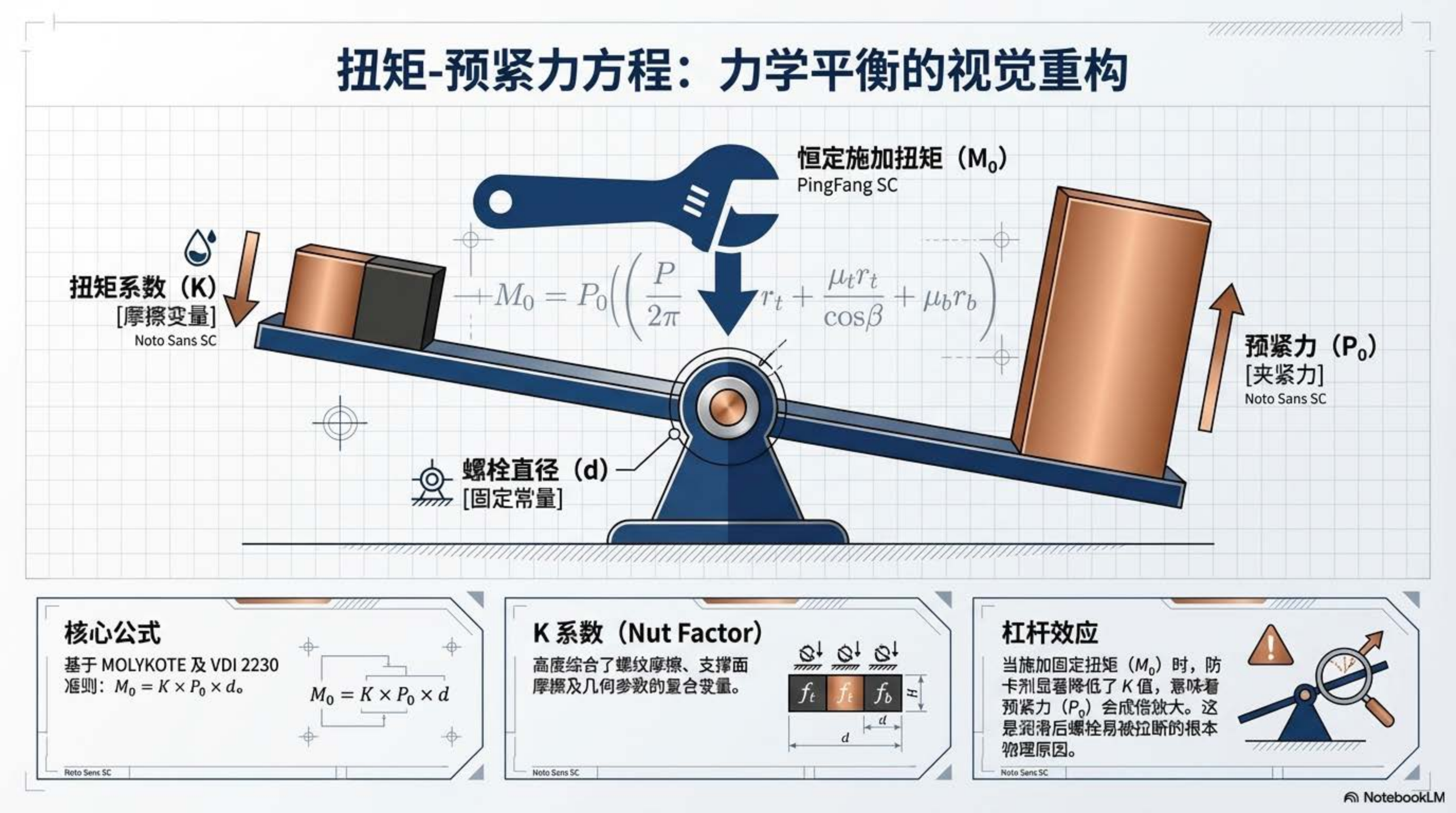 扭矩-预紧力方程:力学平衡的视觉重构