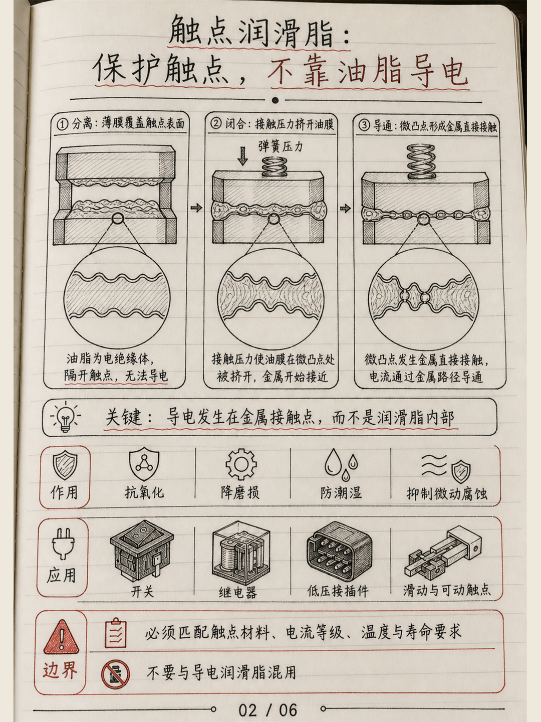 触点闭合后润滑膜在微凸点处被挤开