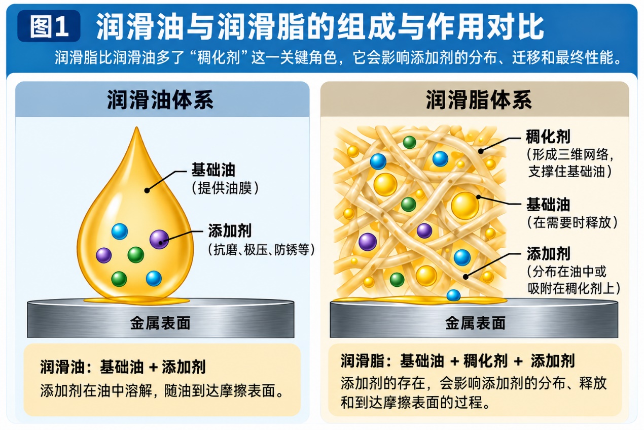润滑油与润滑脂的组成和作用对比
